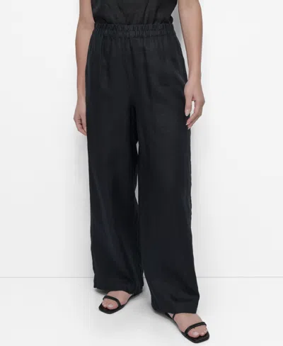 Dkny Women's Linen Wide-leg Pull-on Pants