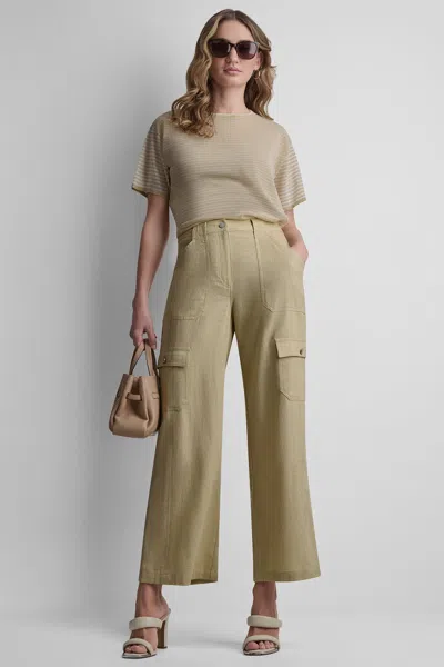 Dkny Linen Blend Cargo Pants In Neutral