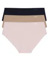 Dkny Litewear Cut Anywhere Assorted 3-pack Hipster Briefs In Brown