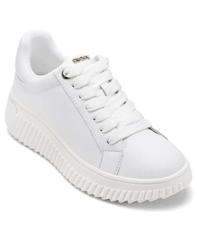 Dkny Women's Lobeco Lace-up Platform Sneakers In White