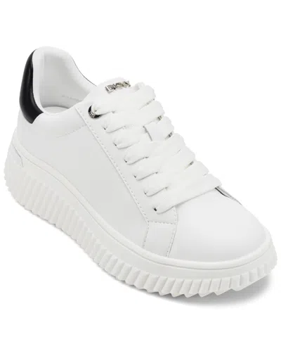 Dkny Women's Lobeco Lace-up Platform Sneakers In White,black