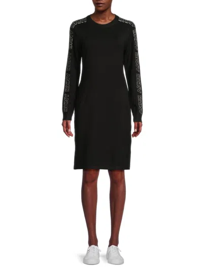 Dkny Women's Logo A-line Knee-length Dress In Black