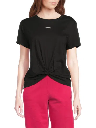 Dkny Women's Logo Cotton T-shirt In Black