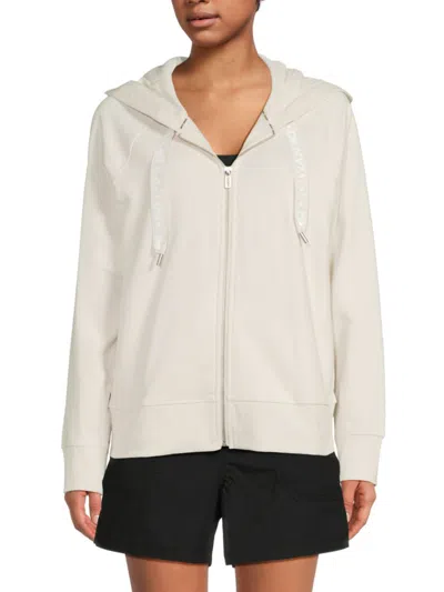 DKNY WOMEN'S LOGO DRAWSTRING ZIP HOODIE
