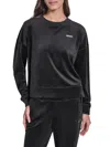 Dkny Women's Platinum Velour Crewneck Sweatshirt In Black