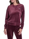 Dkny Women's Platinum Velour Crewneck Sweatshirt In Burgundy