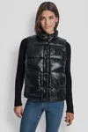 Dkny Women's Logo-embroidered Puffer Vest In Black