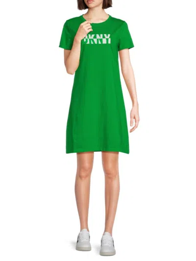 Dkny Women's Logo Mini Tee Dress In Apple Green