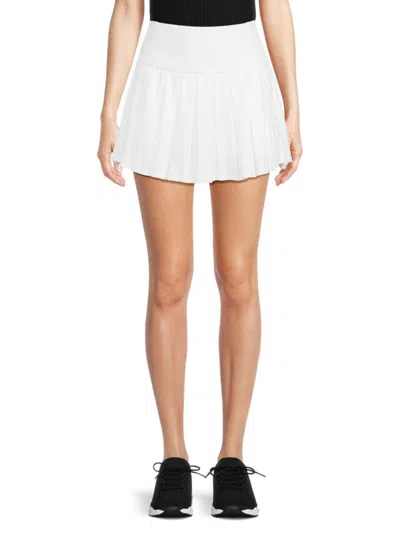 Dkny Women's Logo Pleated Miniskirt In White