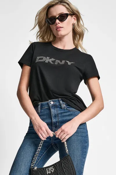 Dkny Women's Logo T-shirt Shirt In Black