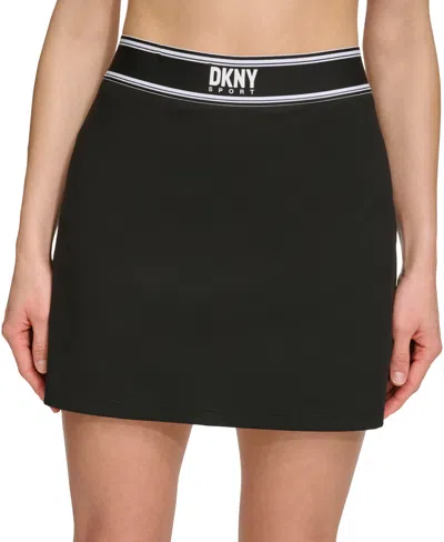 Dkny Women's Logo-tape Mini-length Sports Skort In Black