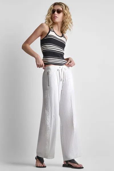 Dkny Women's Logo Trim Pull-on Pants In White