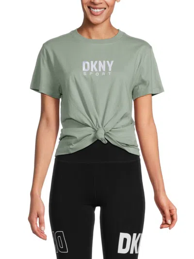 Dkny Women's Logo Twisted Tee In Green