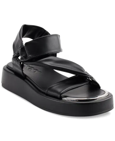 Dkny Women's Lollie Asymmetrical Platform Sport Sandals In Black