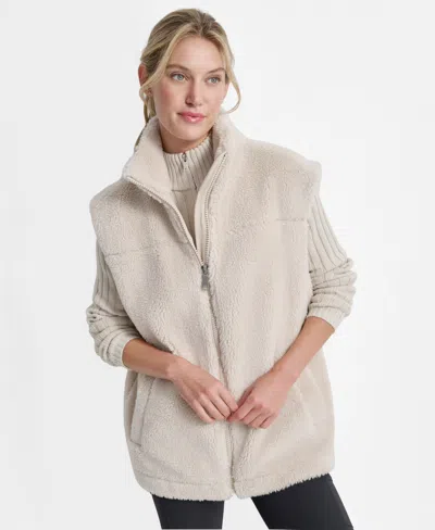 Dkny Women's Long Line Front Zipper Vest In Brown