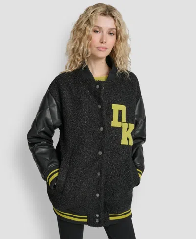 Dkny Women's Long Sleeve Button Front Jacket In Black