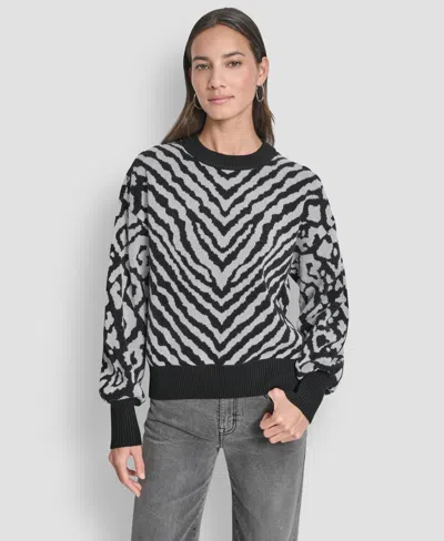 Dkny Women's Long Sleeve Crew Neck Sweater In Black