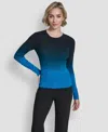 Dkny Women's Long-sleeve Crewneck Dip Dye Sweater In Blue