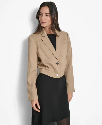 Dkny Women's Long-sleeve Cropped Blazer In Brown