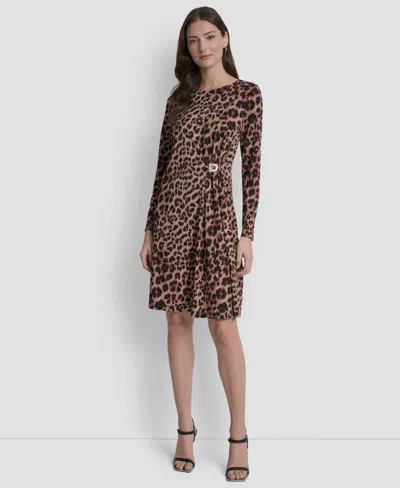 Dkny Women's Long Sleeve Jewel Neck Sheath Dress In Multi