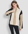 Dkny Women's Long-sleeve Mock Neck Color-block Sweater In Multi