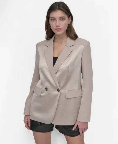 Dkny Women's Long-sleeve Open-back Jacket In Pebble