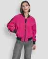 Dkny Women's Long-sleeve Quilted Bomber Jacket In Pink