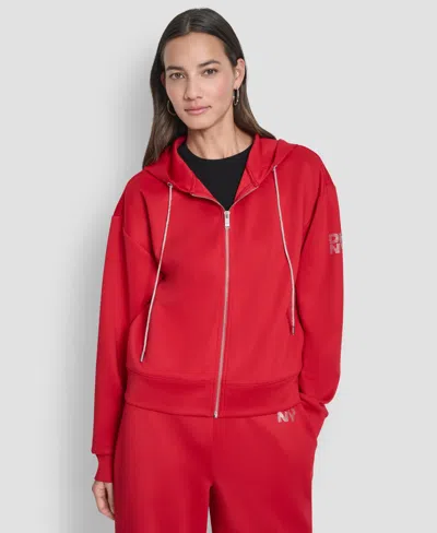 Dkny Women's Long-sleeve Scuba Zip-up Jacket In Red