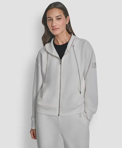 Dkny Women's Long-sleeve Scuba Zip-up Jacket In White