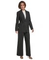 Dkny Women's Notch-lapel Button-front Long-sleeve Jacket In Black,ivory