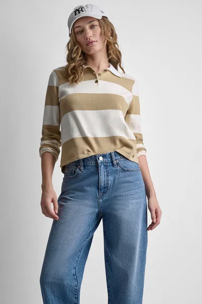Dkny Women's Long Sleeve Stripe Polo Sweater In Multi
