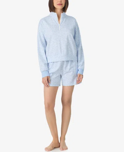 Dkny Women's Long-sleeve Top & Boxers, 2-piece Set In Blue