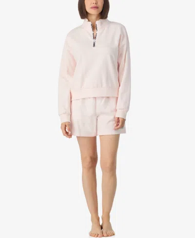 Dkny Women's Long-sleeve Top & Boxers, 2-piece Set In Pink