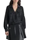Dkny Women's Long-sleeve Wrap Shirt With Cargo Pockets