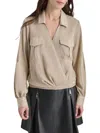 Dkny Women's Long-sleeve Wrap Shirt With Cargo Pockets