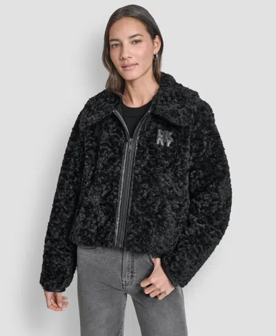 Dkny Women's Long Sleeve Zip Up Jacket In Black