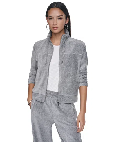 Dkny Women's Long-sleeve Lurex Velvet Jacket In Gray