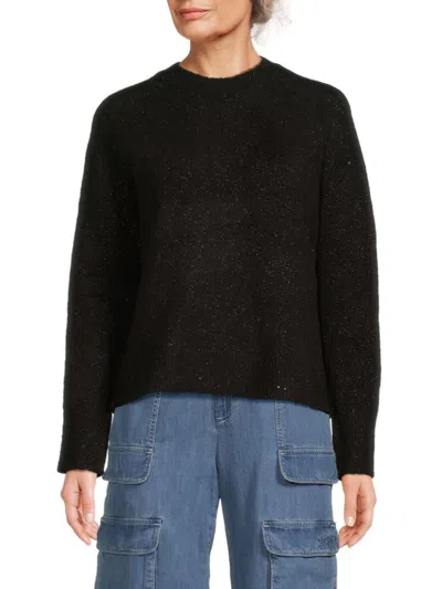 Dkny Women's Lurex Crewneck Sweater In Black