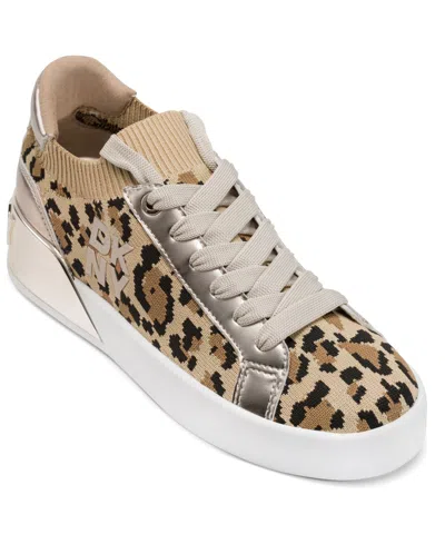 Dkny Women's Mallory Lace-up Sneakers In Animal Print