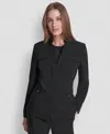 Dkny Women's Mandarin Collar Open Front Blazer In Black