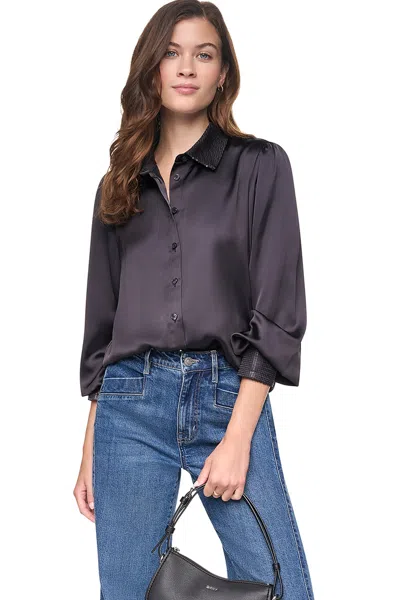 Dkny Women's Matte Satin Puff Sleeve Shirt In Purple