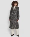 Dkny Women's Maxi Boucle Notch Collar Coat In Brown