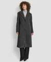Dkny Women's Maxi Boucle Notch Collar Coat In Gray