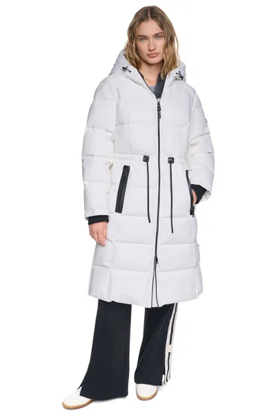 Dkny Women's Maxi Puffer Jacket Coat With Hood In White