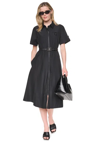 Dkny Women's Memory Taffeta Zip Front Dress In Black