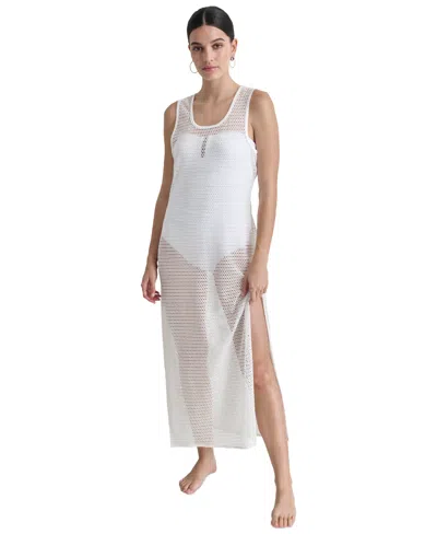 Dkny Women's Mesh Maxi Dress Swim Cover-up In Soft White