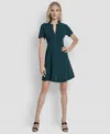 Dkny Women's Metal Zip Fit & Flare Dress In Blue