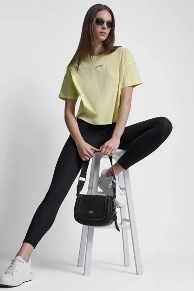 Dkny Women's Metallic Bubble Logo Drop Shoulder T-shirt In Green