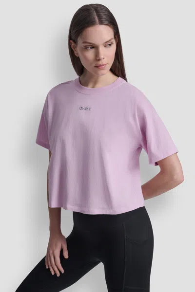 Dkny Women's Metallic Bubble Logo Drop Shoulder T-shirt In Pink