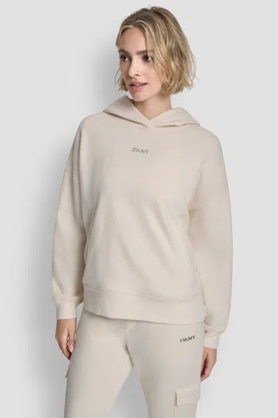 Dkny Metallic Bubble Logo Pullover Hoodie In Neutral